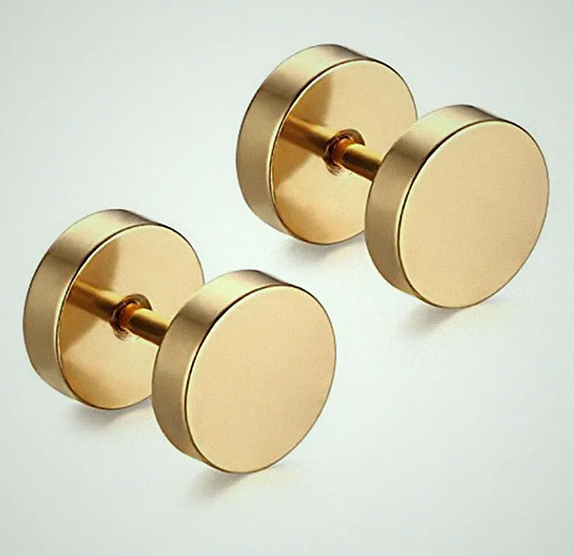 2pcs Round Barbell Stainless Steel Men Women 3-14mm Dumbbell Ear Stud Earrings