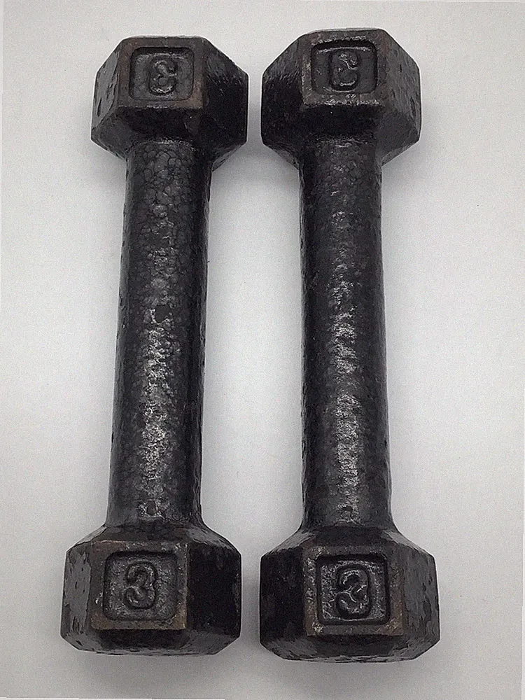 2x 3lb Gray Dumbbell Pair Cast Iron Hex Dumbbell Set of 2 FREE SHIPPING!