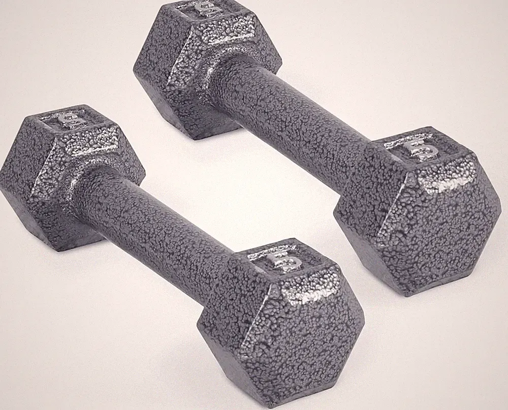 2x 5lb Gray Dumbbell Pair Cast Iron Hex Dumbbell, Set of 2 Dumbbell Hand Weight