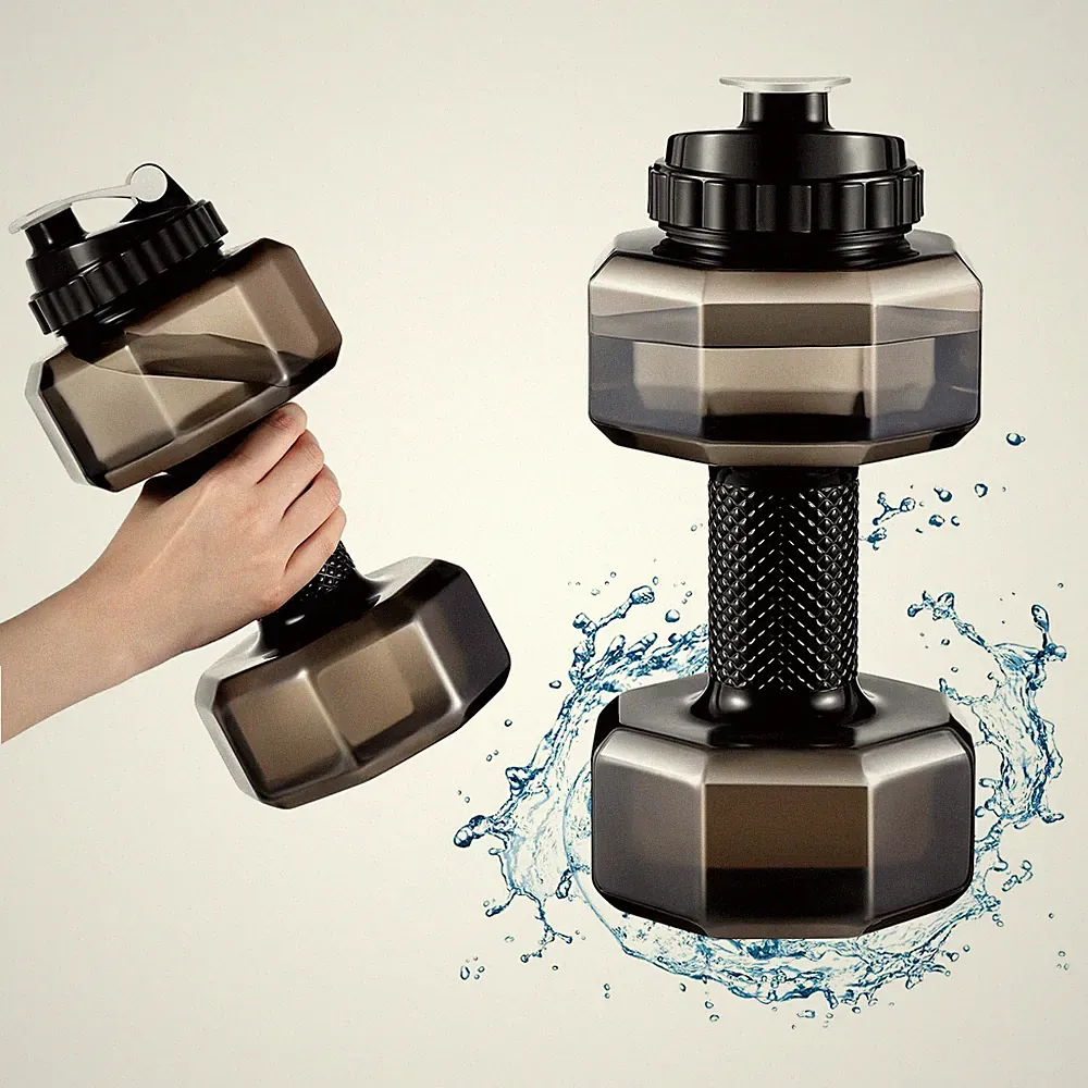 2x 75oz Dumbbell Water Bottles - Gym Workout Gifts for Men, Women & Sports Fans