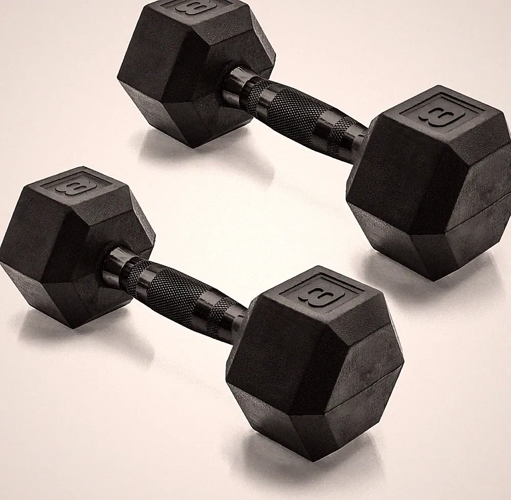 2x Black Dumbbell 3/5/8/10 lbs Coated Rubber Dumbbell Pair Dumbbell Hand Weight