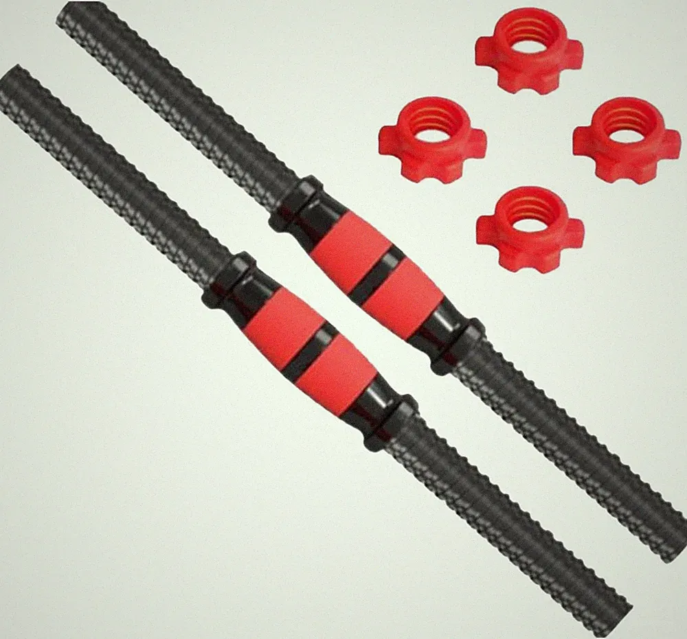 2X Dumbbell Handle Dumbellsweights Set Sturdy with 4 Collars Barbell Bar for Wor