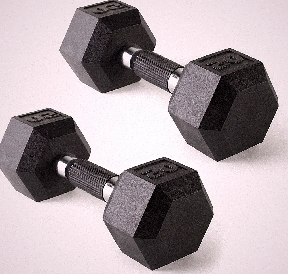 2x Dumbbell Pair Dumbbell Coated Rubber, 3/5/8/10/12/15/20/25/30/35/40/45/50 LBS
