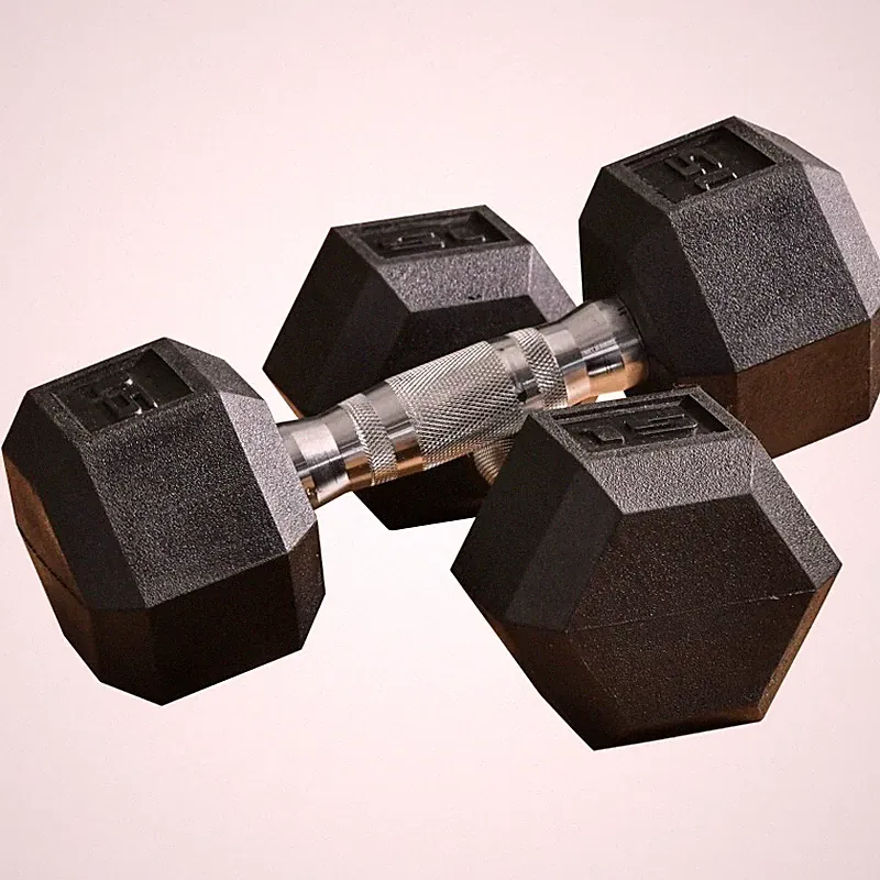 2x15lbs Hex Dumbbell Set of 2,Rubber Fitness Dumbbell with Non-Slip Handles