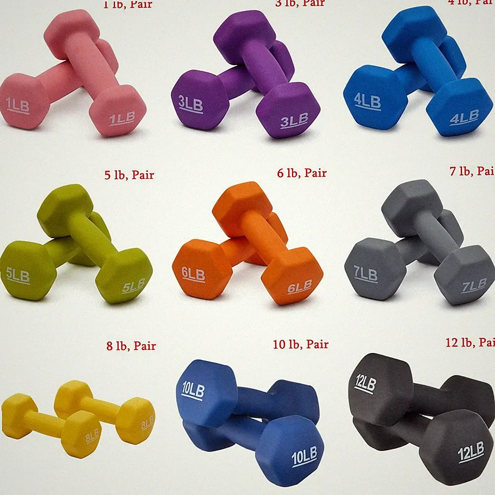 2x Dumbbell Pair Neoprene Dumbbell 2PCS Hand Weight, 1/3/4/5/6/7/8/10/12/15/20lb