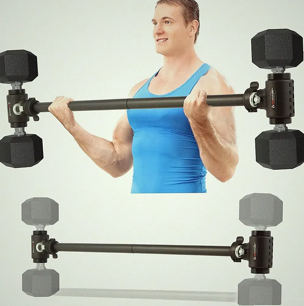 3 in 1 Dumbbell Converter Bar Set - Convert Dumbbells to Barbell & Kettlebell