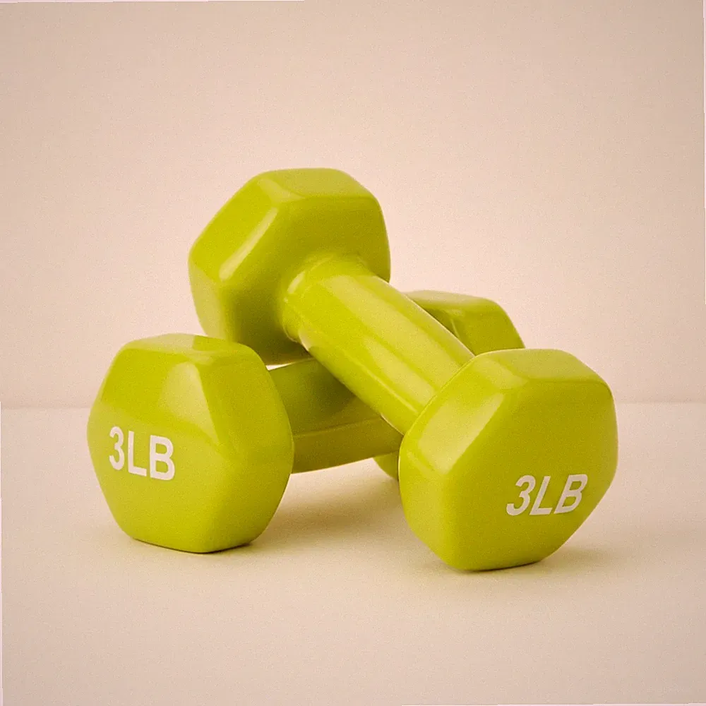 3 lb Citron Vinyl Dumbbells - Durable, Non-Slip Hand Weights for Home Fitness