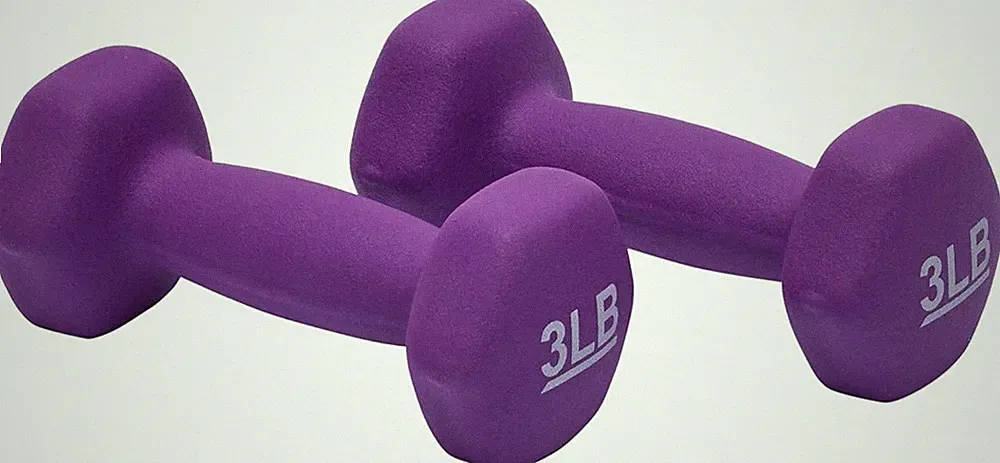3 lb Dumbbells Pair Neoprene Purple Non Slip Hex Weights