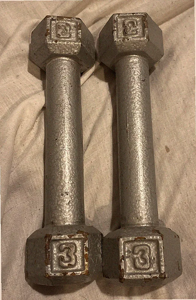 3 LB Dumbbells - Set of 2 - Hex Metal Weights 3 lbs each 6-lbs Total