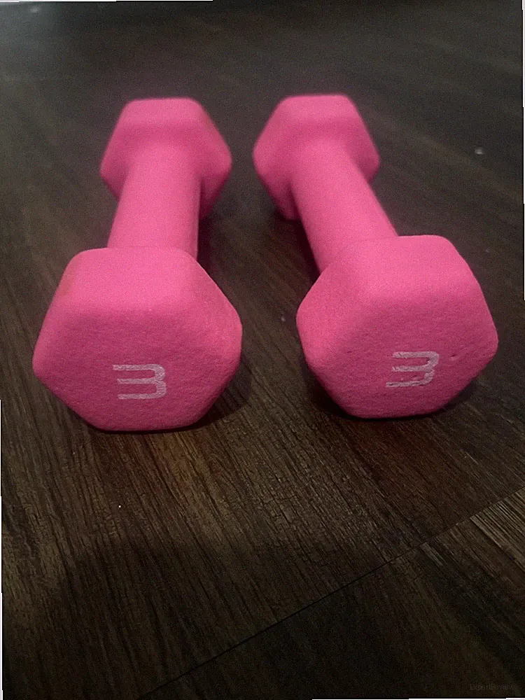 3 lb dumbell set, neoprene coated, condition new, great for beginners