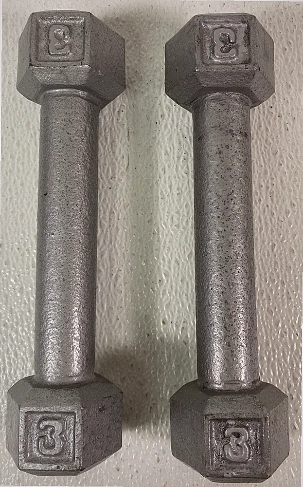 3 LB Hex Dumbbells - Set of 2 - Iron Metal Weights (Three Pounds Each)