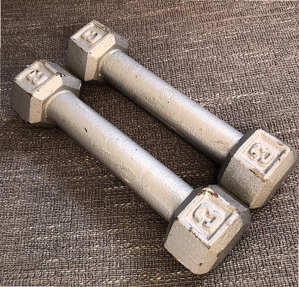 3 LB Hex Dumbbells Set Of 2 Iron Metal Weights Three Pounds Six Total Workout