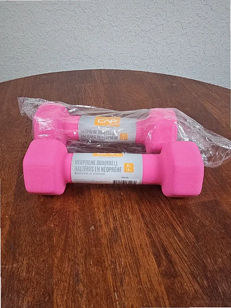 3 LB Pound Weights (Set of 2) Pink CAP Hex Dumbbells Exercise Equipment