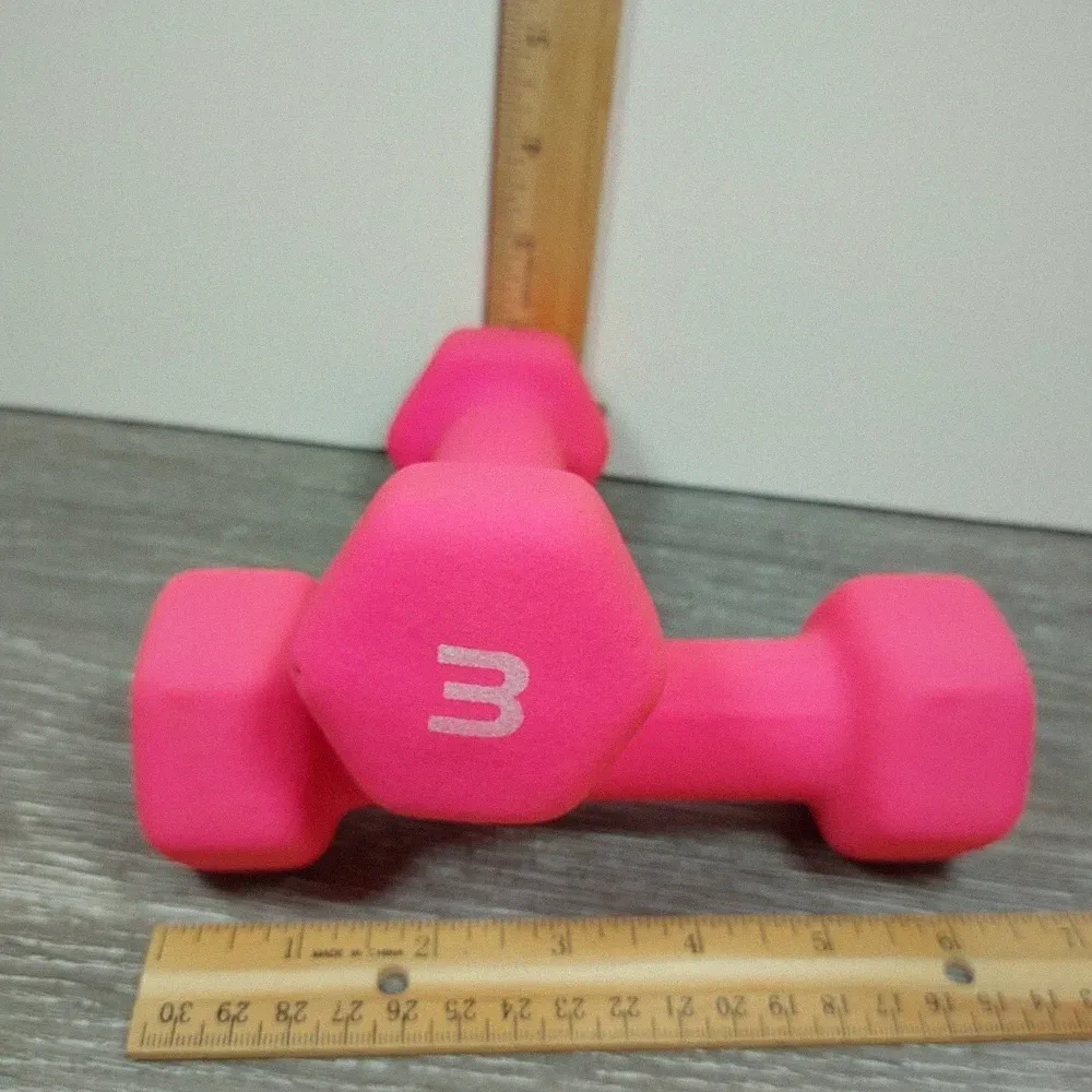 3 LB Pound Weights (Set of 2) Pink CAP Hex Dumbbells Exercise Equipment GUC