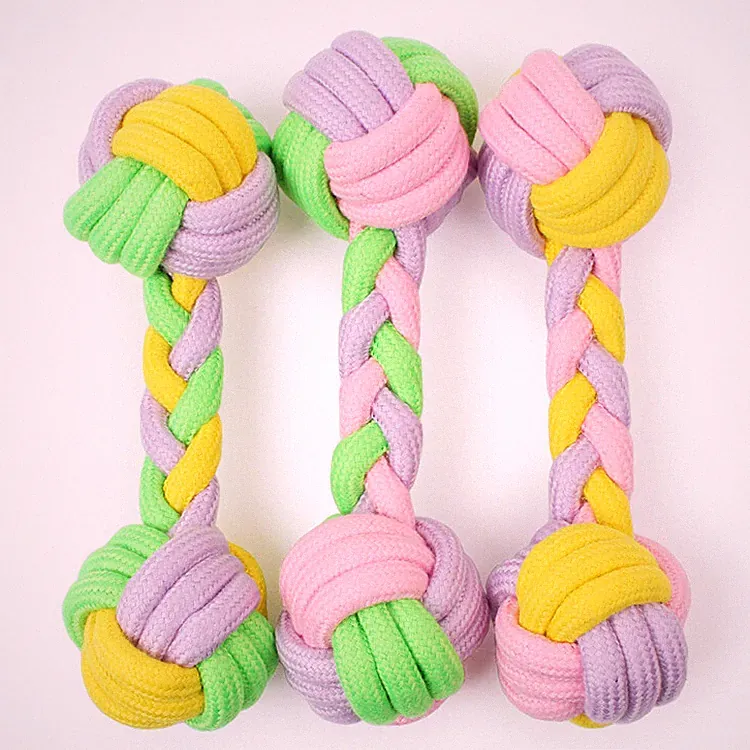 3 Pack Cotton Rope Dumbbell Dog Toy Teeth Cleaning for Small Medium Large Dogs