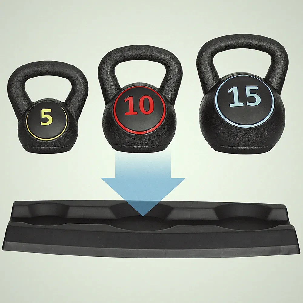 3-Piece Kettlebell Set Exercise Fitness Weight Set Include 5 lbs, 10 lbs, ​15 lb