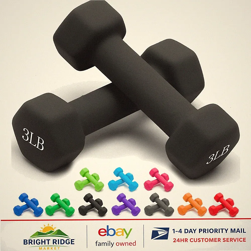 3-Pound Neoprene Dumbbell Set, Comfortable Grip for Arm Strength Training