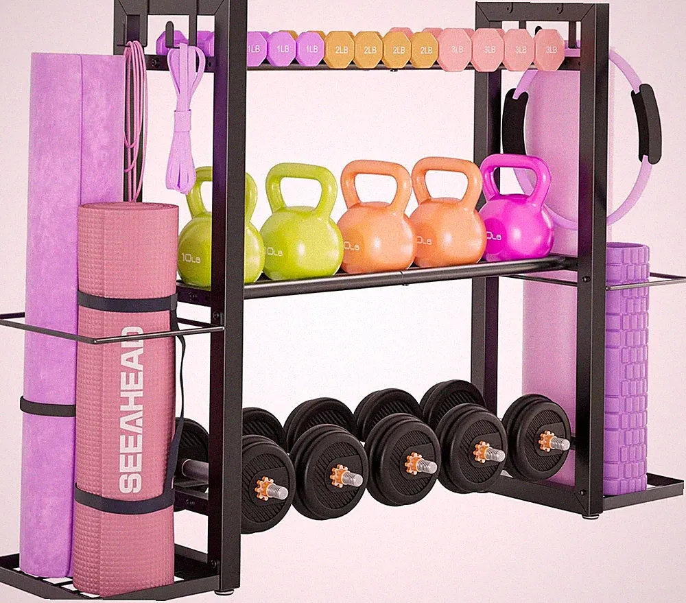 3-Tier Adjustable Dumbbell Rack Heavy Duty Metal Storage Rack, Dumbbell Weight R