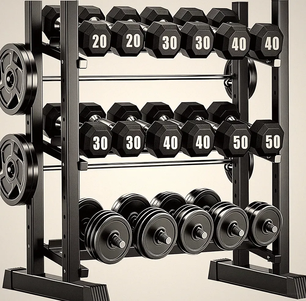 3-Tier Adjustable Dumbbell Rack, Heavy-Duty Weight Rack for Home Gym, Space-Savi