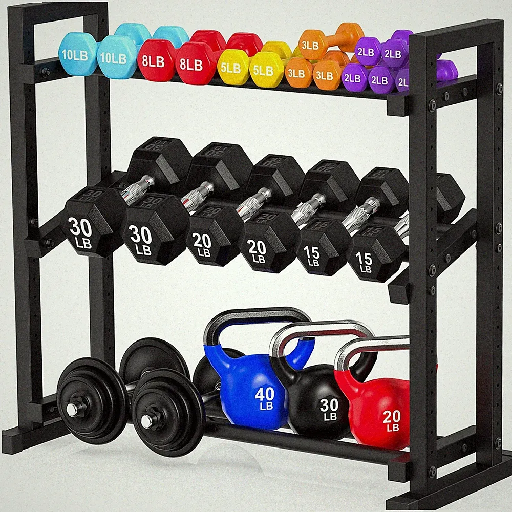 3-Tier Adjustable Dumbbell Rack, Weight Rack for Home Gym Storage, Heavy Duty...