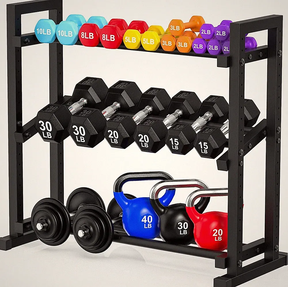 3-Tier Adjustable Dumbbell Rack, Weight Rack for Home Gym Storage, Heavy Duty