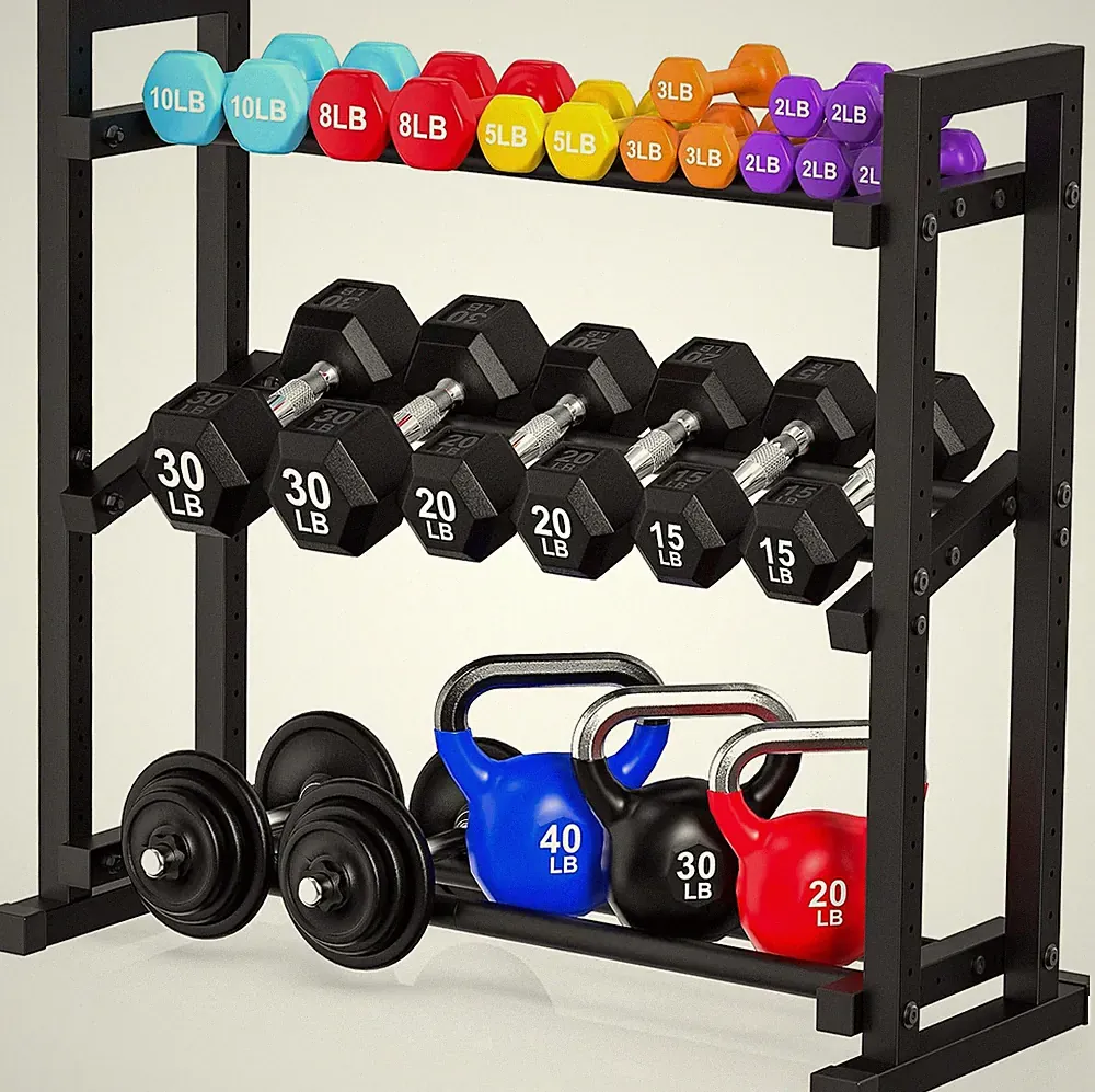 3-Tier Adjustable Dumbbell Rack Weight Storage Stand Home Gym Organizer Heavy