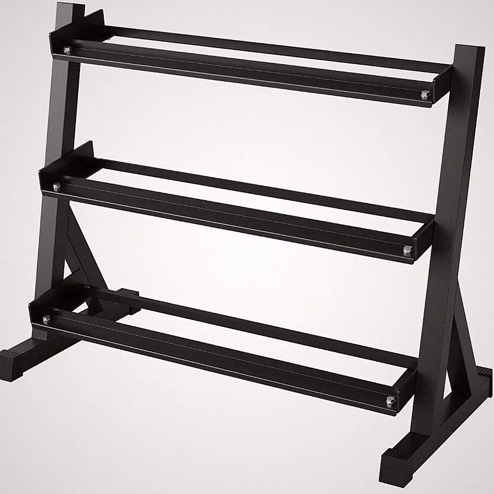 3-Tier Carbon Steel Dumbbell Rack, 1000LB Capacity & Angled Shelves for Home Gym