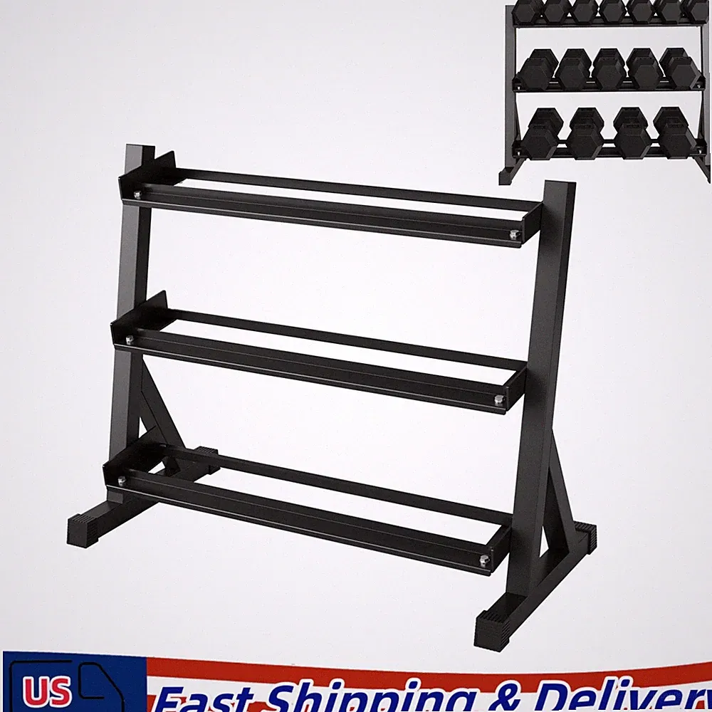 3-Tier Dumbbell Rack, 1000 LBS Dumbbell Rack Weight Rack, Black