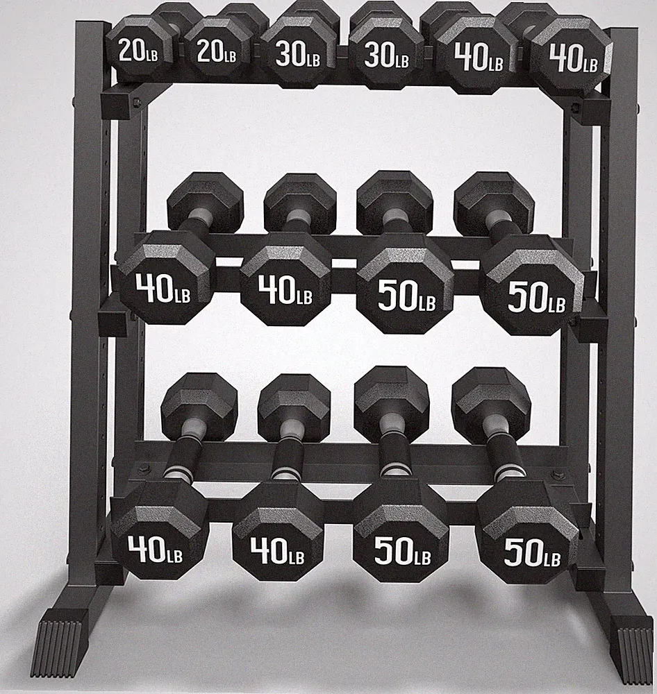 3-Tier Dumbbell Rack, 1100LB Capacity Adjustable Weight Rack for Home Gym, Heav