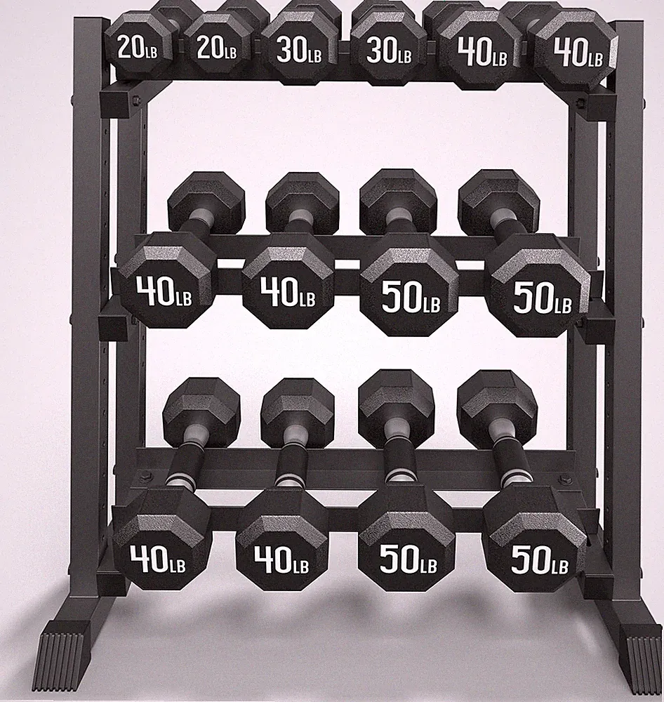 3-Tier Dumbbell Rack, 1100LB Capacity Adjustable Weight Rack for Home Gym, Heavy