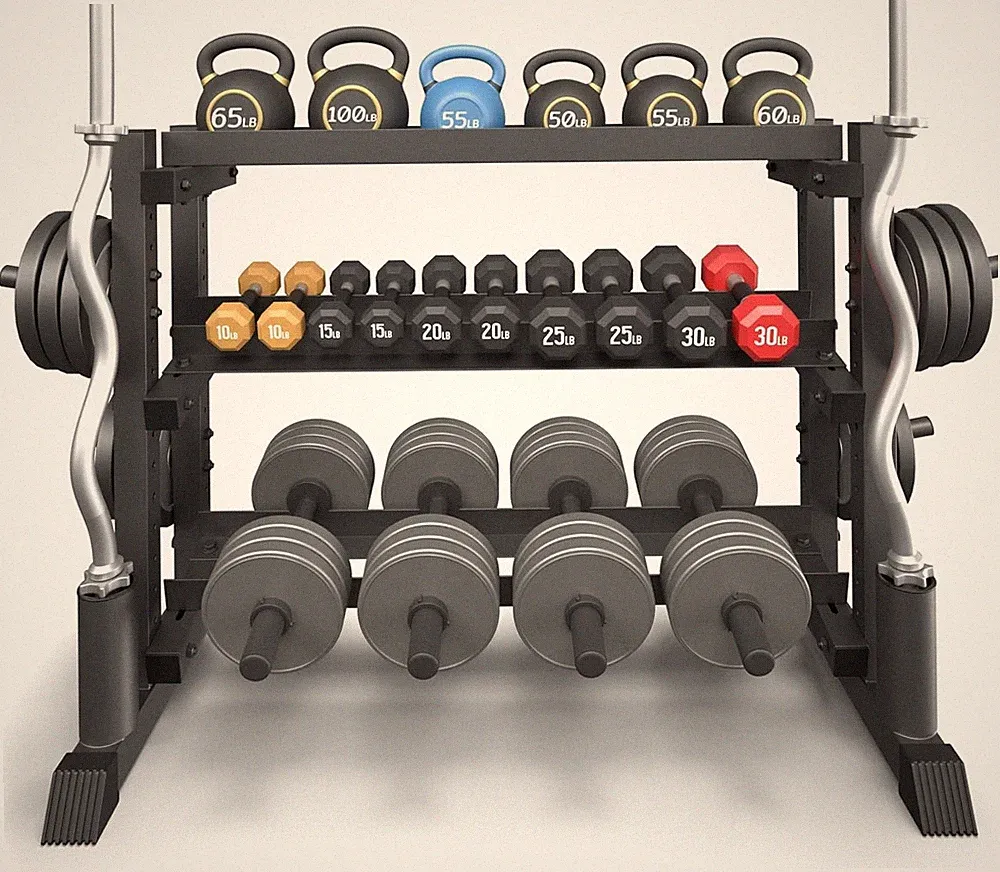 3-Tier Dumbbell Rack, 1200LB Capacity Adjustable Weight Rack for Home Gym, Heavy