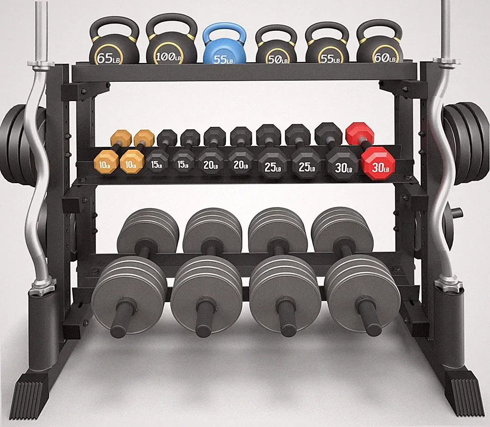 3-Tier Dumbbell Rack, 1200LB Capacity Adjustable Weight Rack for Home Gym, Heavy