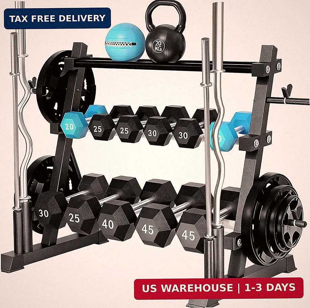 3 Tier Dumbbell Rack 1200LBS Weight Storage Stand for Dumbbells & Plates