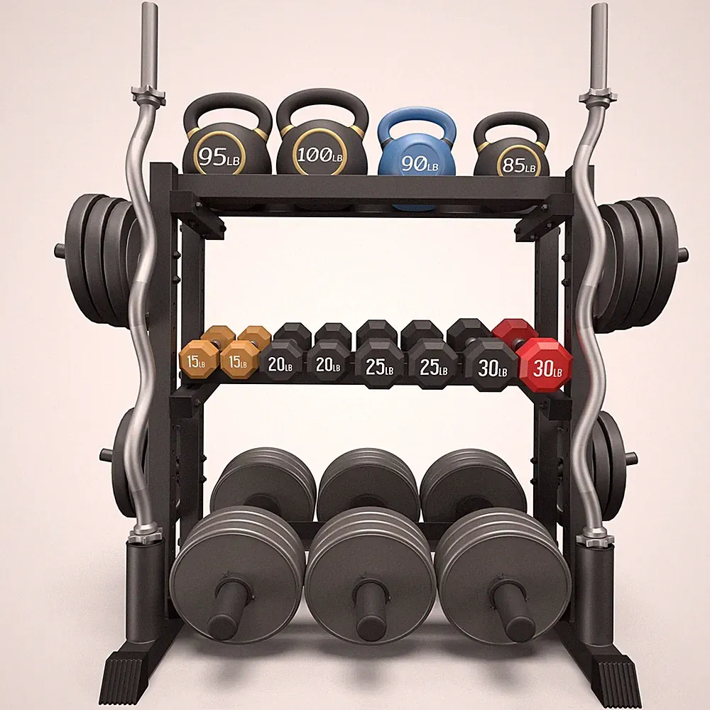 3-Tier Dumbbell Rack, 18.78 X 48 X 36.54 Inches, Black Combo Weight Rack