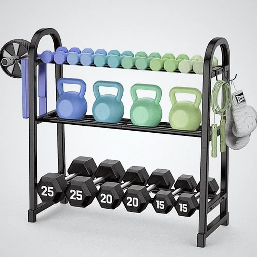 3 Tier Dumbbell Rack - Weight Rack for Home Gym: Stand Only Matte Black