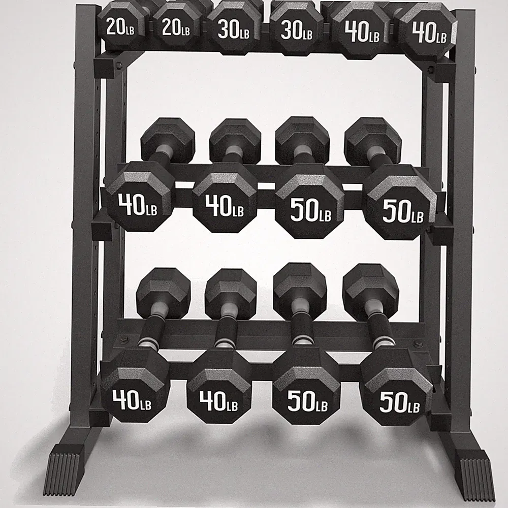 3 Tier Multifunctional Dumbbells Weights Barbells Rack, 1100 lbs Weight Black