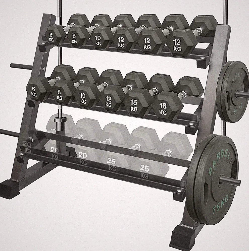 3 Tier Multifunctional Dumbbells Weights Barbells Rack, 1100 Lbs Weight Capac...
