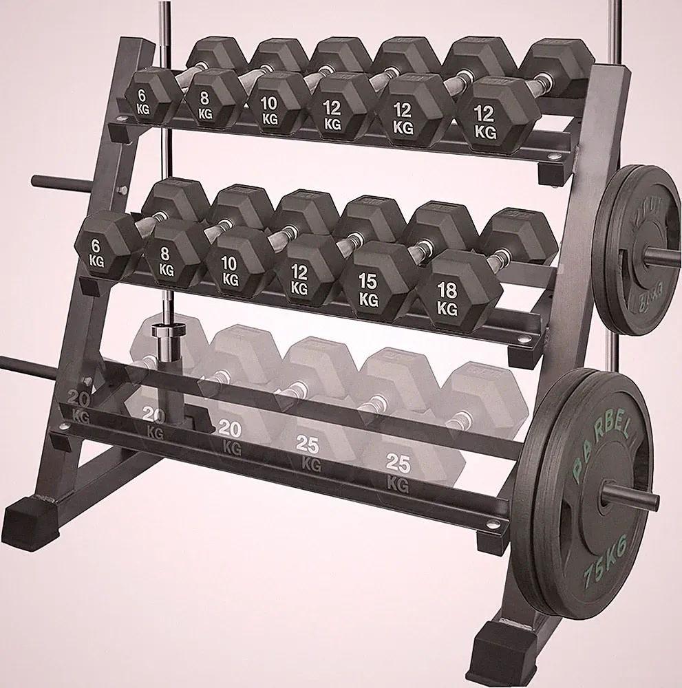 3 Tier Multifunctional Dumbbells Weights Barbells Rack, 1100 Lbs Weight Capacity