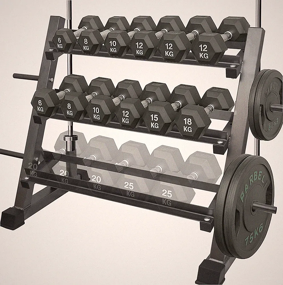 3 Tier Multifunctional Dumbbells Weights Barbells Rack, 1100 Lbs Weight Capacity