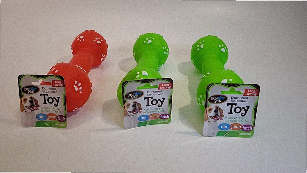 (3) Vinyl Rubber Dumbbell Squeaker Dog Toy 8.5 in