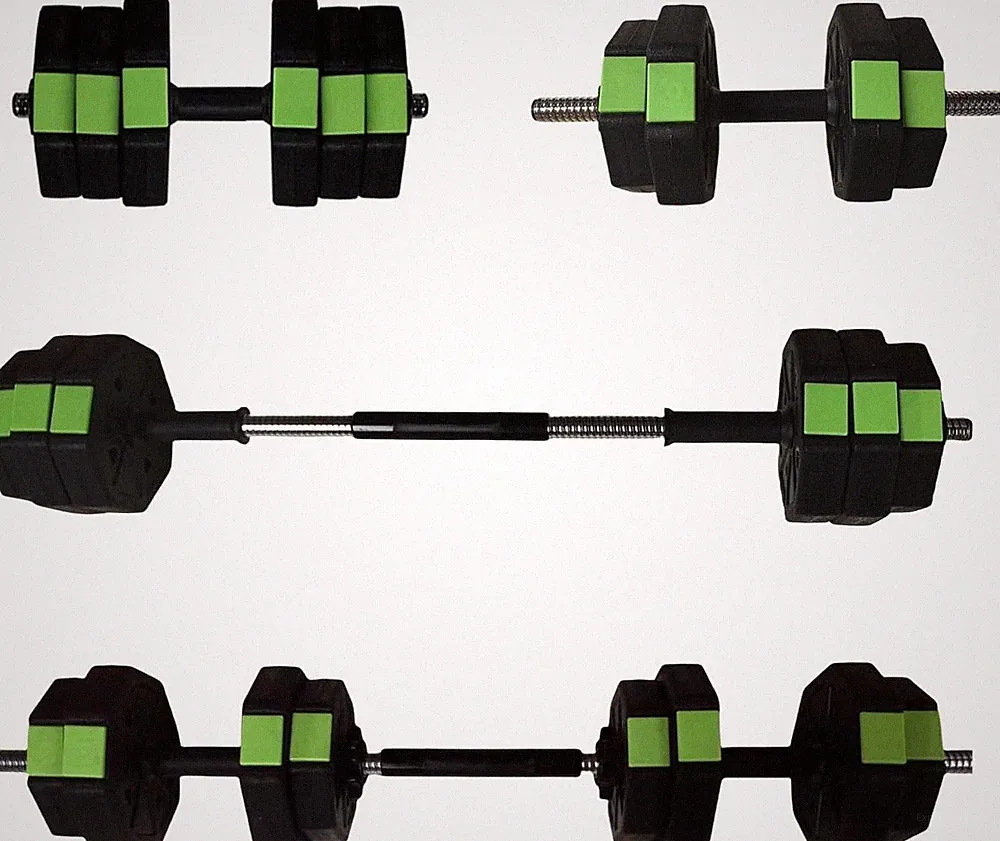 30/44LBS Adjustable Weight Dumbbell Barbell Kettlebell Set Home Gym Fitness
