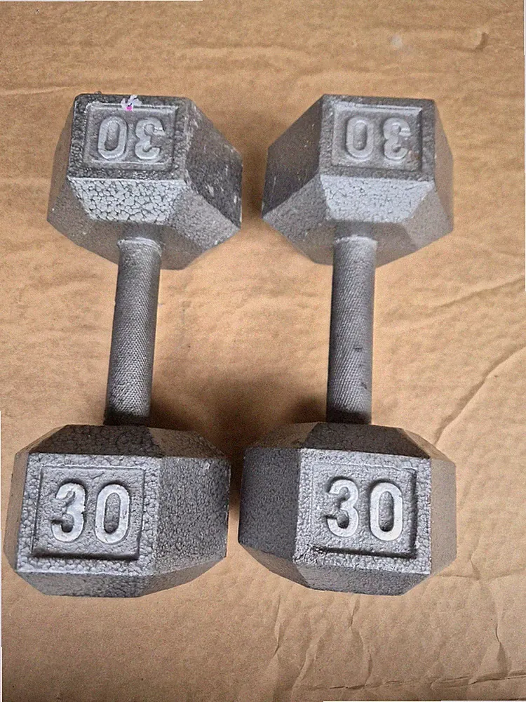 30 lb Pair Hex Cast Iron Dumbbells! 60lbs Total! Used Hand Weight!