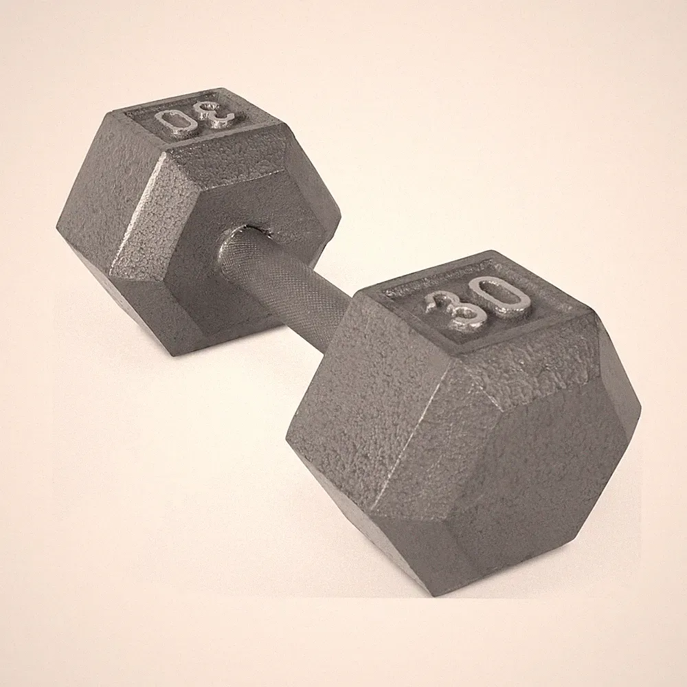 30lb Cast Iron Hex Dumbbell, Single