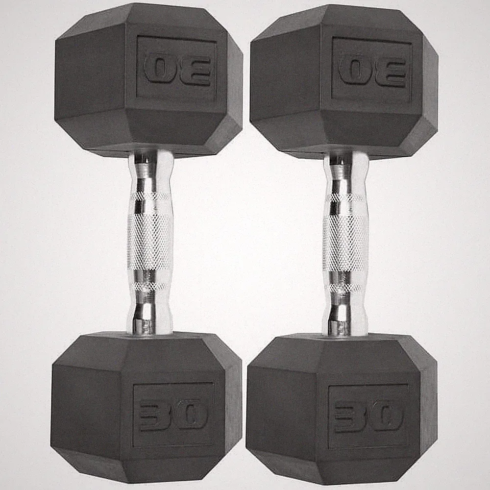 30lb Coated Rubber Hex Dumbbells – Durable Pair for Home Gym Workout