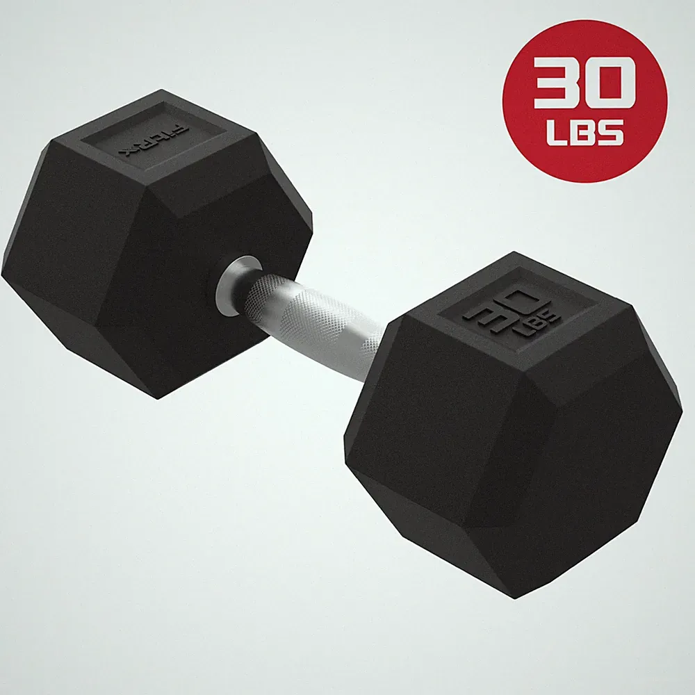 30lbs Rubber Hex Dumbbell Set Solid Steel Handles, Durable Rubber Coating,Single