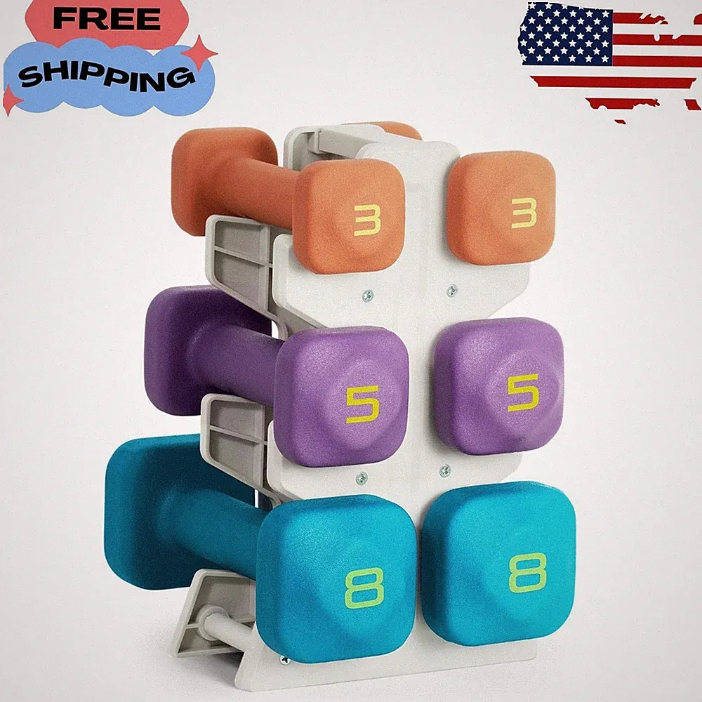 32 lb Neoprene Zen Dumbbell Set with Rack