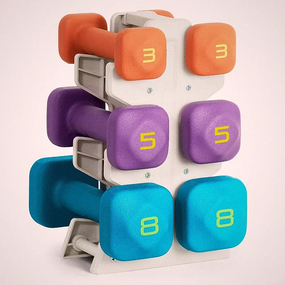 32 lb Neoprene Zen Dumbbell Set with Rack