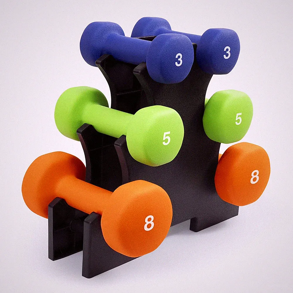 32lb Neoprene Dumbbell Set With Rack