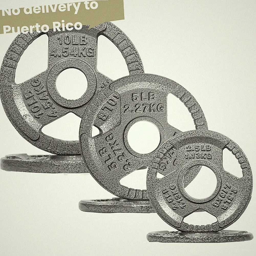 35LB Olympic 2" Cast Iron 3-Grip Weight Plates Set, Light Gray