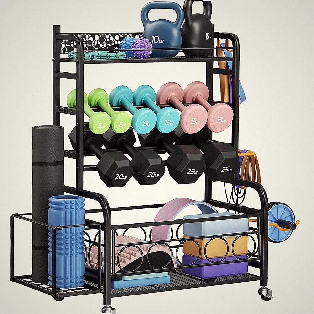 380LBS Adjustable Dumbbell Rack with Wheels, Weight Rack for Home Gym Storage...